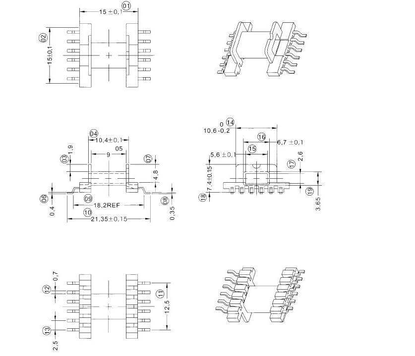 SMD EFD15 bobinau ar gyfer gwneud newid wyneb EFD15 trawsnewidyddion pŵer cyn...